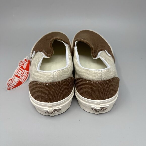 Vans Classic Slip On Sneakers Beige Brown Twill Men’s Size 9 New No Box